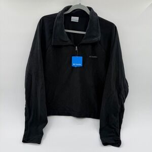 Columbia Glacial Cropped II Fleece Pullover Black Womens XXL XP6401-010 NEW